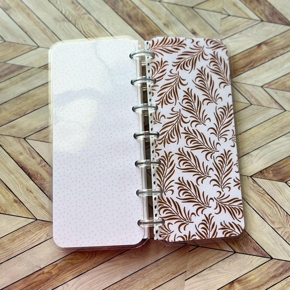 Happy planner skinny mini size undated Rose gold leaves
